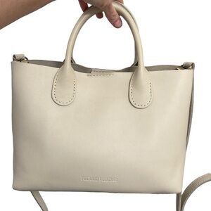Portland leather cream tote bag with crossbody strap